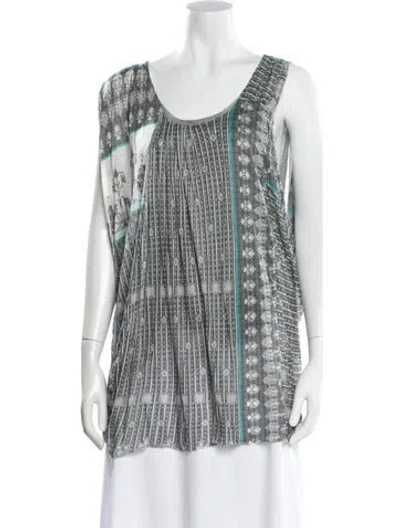 Pre-owned Yigal Azrouël Printed Scoop Neck Top In Gray