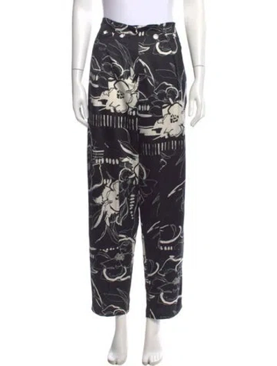 Pre-owned Yigal Azrouël Printed Straight Leg Pants In Black