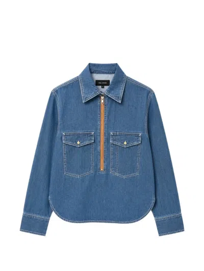 Yigal Azrouël Rose Zip-up Denim Shirt In Blue