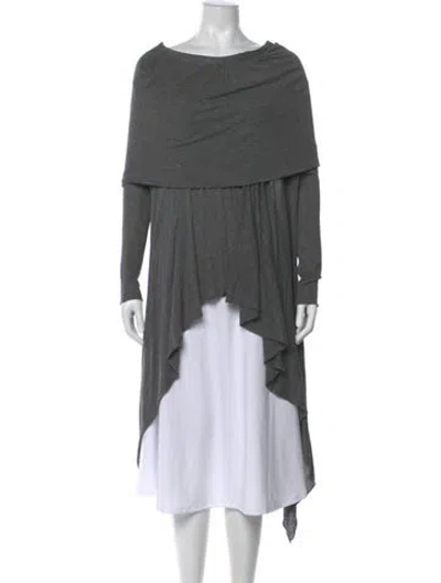 Pre-owned Yigal Azrouël Scoop Neck Long Sleeve Tunic In Gray