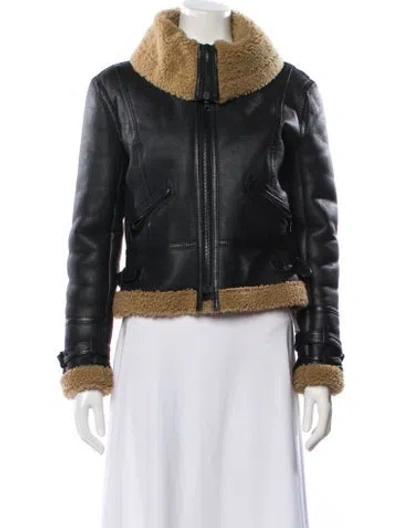 Pre-owned Yigal Azrouël Shearling Biker Jacket In Black