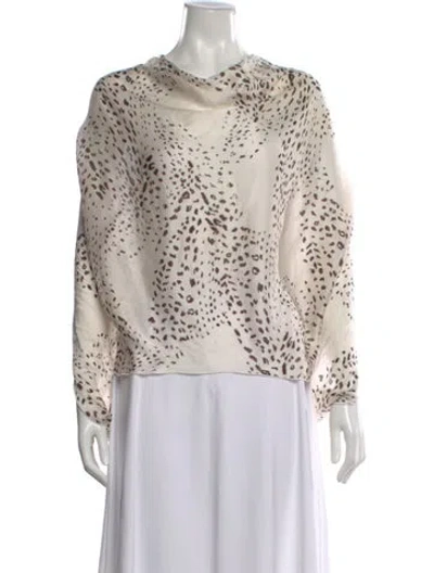 Pre-owned Yigal Azrouël Silk Animal Print Blouse In Neutral