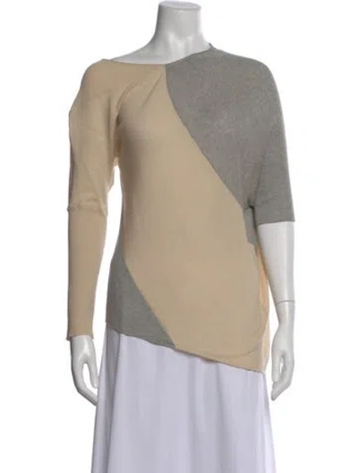 Pre-owned Yigal Azrouël Silk Colorblock Pattern Sweater In Neutral