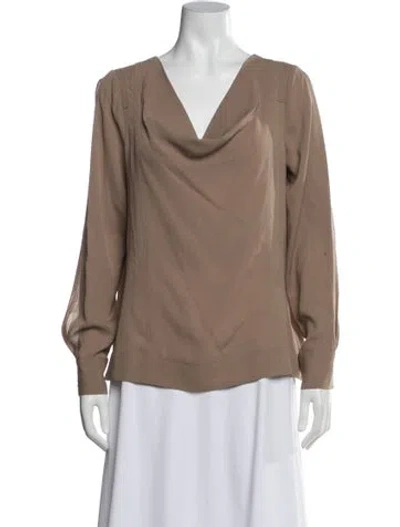 Pre-owned Yigal Azrouël Silk Cowl Neck Blouse In Grey