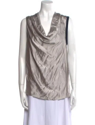 Pre-owned Yigal Azrouël Silk Cowl Neck Tunic W/ Tags In Gray