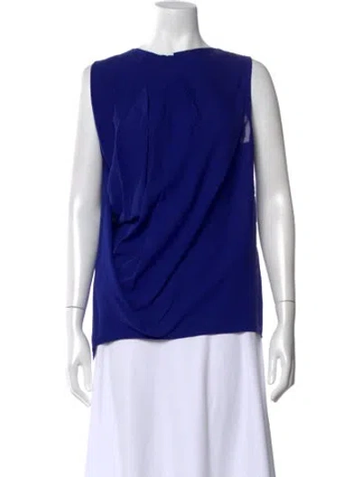 Pre-owned Yigal Azrouël Silk Crew Neck Blouse In Blue