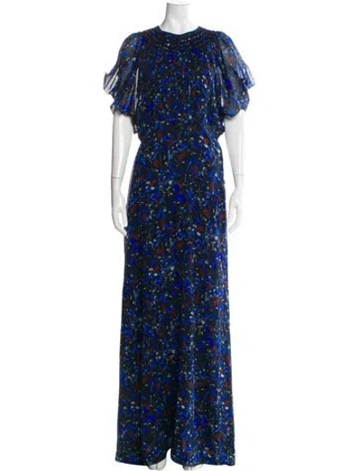 Pre-owned Yigal Azrouël Silk Long Dress In Blue