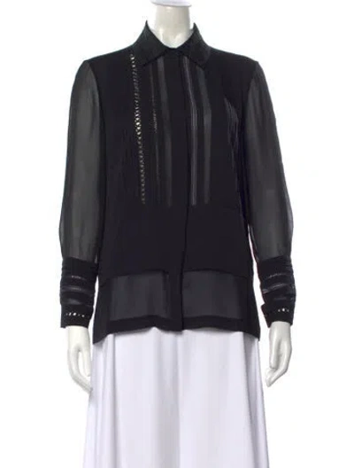 Pre-owned Yigal Azrouël Silk Long Sleeve Blouse In Black