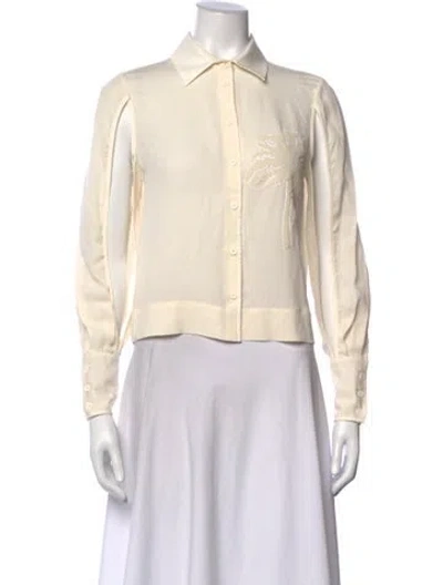 Pre-owned Yigal Azrouël Silk Long Sleeve Blouse In Neutral