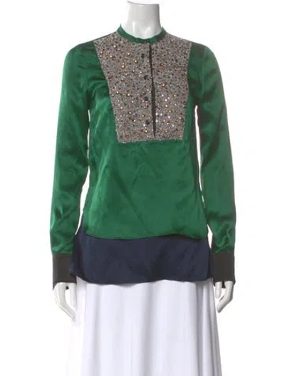 Pre-owned Yigal Azrouël Silk Mini Dress In Green