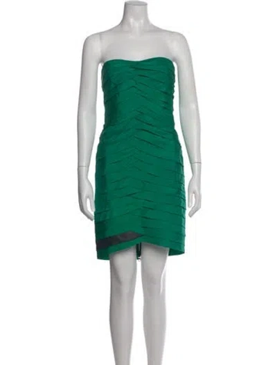 Pre-owned Yigal Azrouël Silk Mini Dress In Green