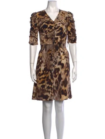 Pre-owned Yigal Azrouël Silk Mini Dress W/ Tags In Brown