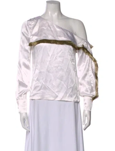 Pre-owned Yigal Azrouël Silk One-shoulder Top In White