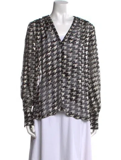 Pre-owned Yigal Azrouël Silk Printed Blouse In Black