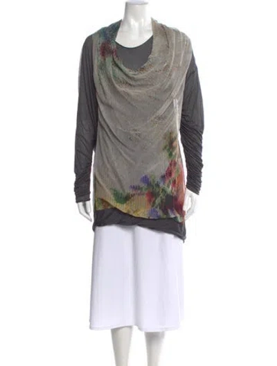 Pre-owned Yigal Azrouël Silk Printed Top In Multi