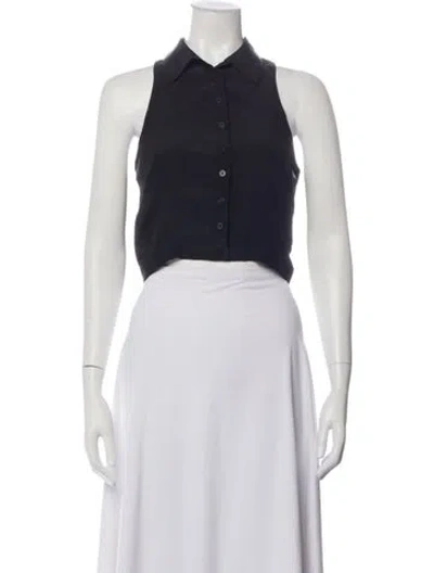 Pre-owned Yigal Azrouël Silk Sleeveless Button-up Top In Black