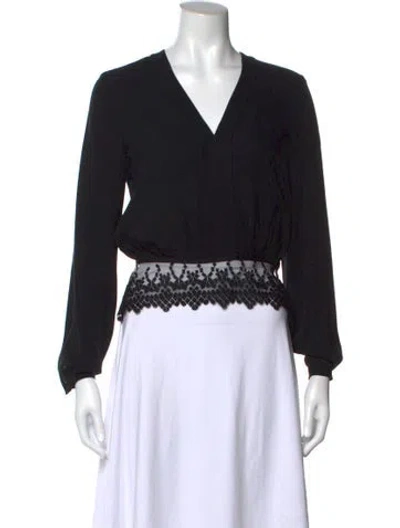 Pre-owned Yigal Azrouël Silk V-neck Blouse In Black