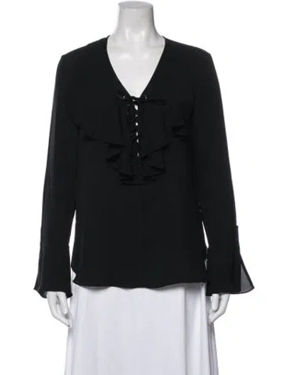 Pre-owned Yigal Azrouël Silk V-neck Blouse In Black