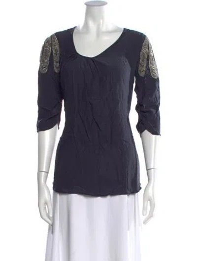 Pre-owned Yigal Azrouël Silk V-neck Blouse In Blue
