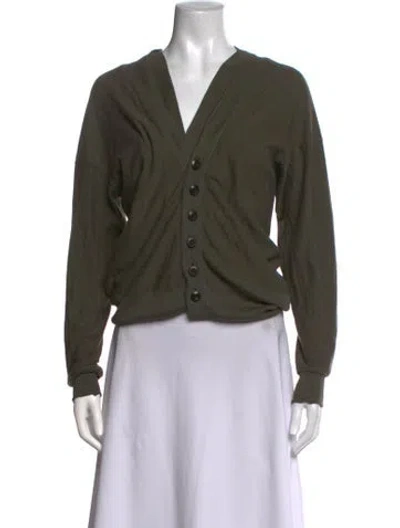 Pre-owned Yigal Azrouël Silk V-neck Sweater In Green