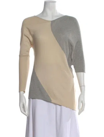 Pre-owned Yigal Azrouël Silk V-neck Sweater In Neutral