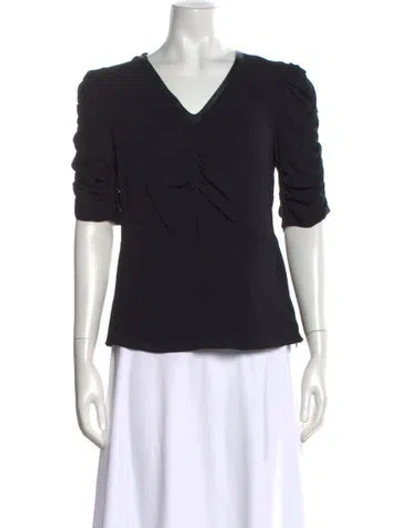 Pre-owned Yigal Azrouël Silk V-neck Top In Black