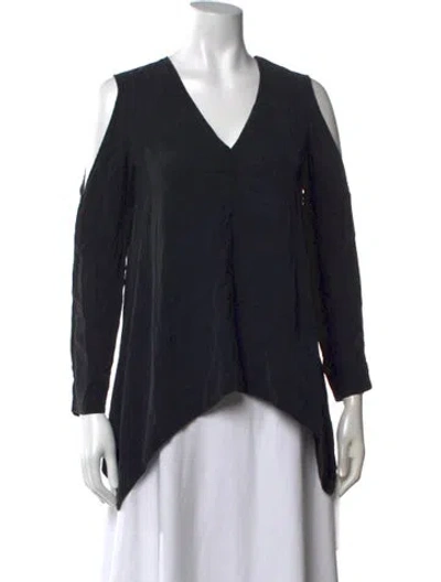 Pre-owned Yigal Azrouël Silk V-neck Top In Black