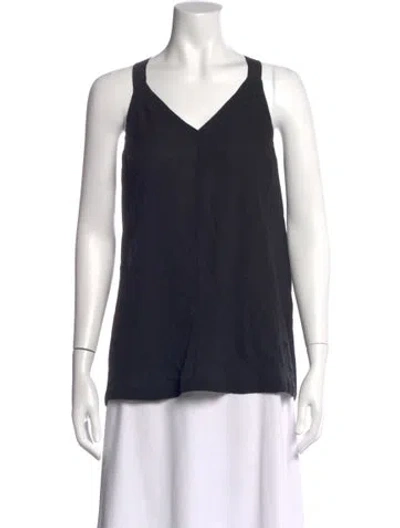 Pre-owned Yigal Azrouël Silk V-neck Top In Blue