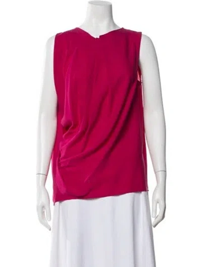 Pre-owned Yigal Azrouël Silk V-neck Top In Pink
