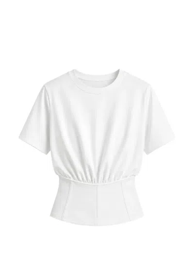 Yigal Azrouël Soho Gathered Peplum T-shirt In White