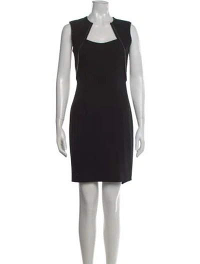 Pre-owned Yigal Azrouël Square Neckline Knee-length Dress In Black