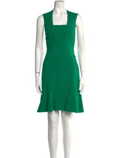 Pre-owned Yigal Azrouël Square Neckline Knee-length Dress In Green