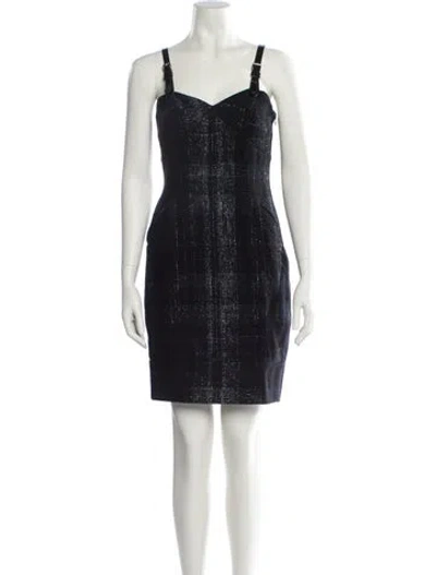 Pre-owned Yigal Azrouël Square Neckline Mini Dress In Black