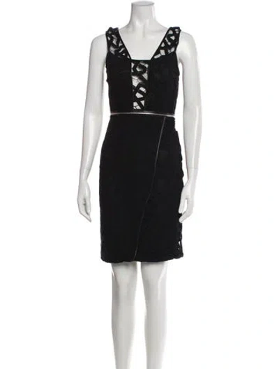Pre-owned Yigal Azrouël Square Neckline Mini Dress In Black
