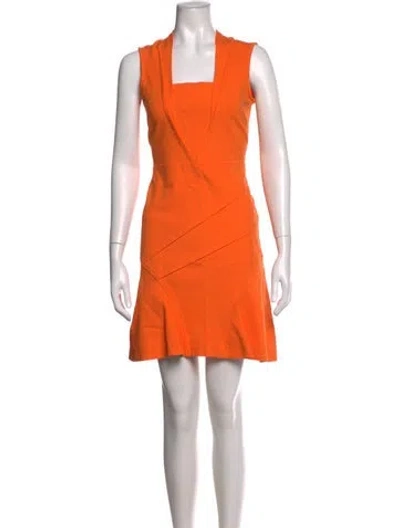 Pre-owned Yigal Azrouël Square Neckline Mini Dress In Orange
