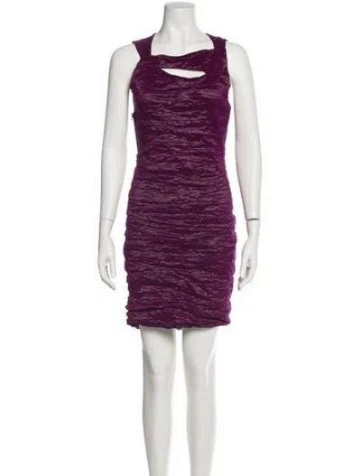 Pre-owned Yigal Azrouël Square Neckline Mini Dress In Purple