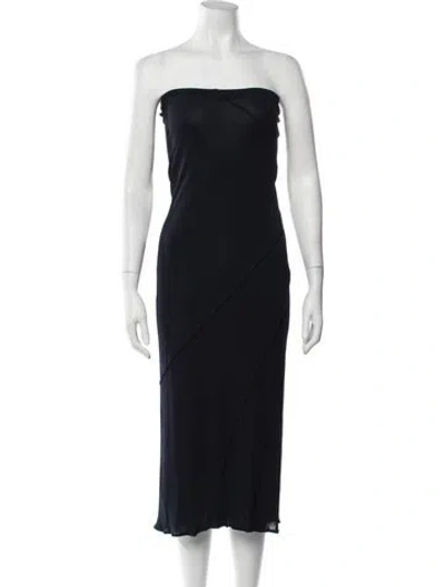 Pre-owned Yigal Azrouël Strapless Midi Length Dress In Blue