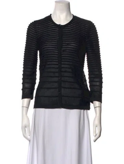 Pre-owned Yigal Azrouël Striped Crew Neck Sweater In Black