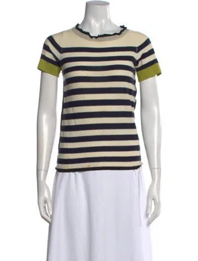 Pre-owned Yigal Azrouël Striped Crew Neck T-shirt In Blue