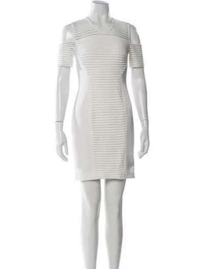 Pre-owned Yigal Azrouël Striped Knee-length Dress In White