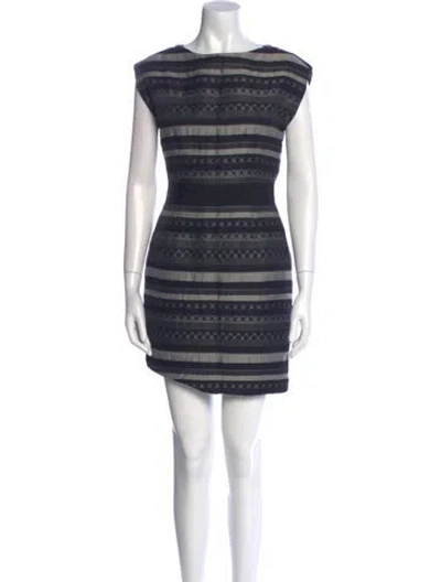 Pre-owned Yigal Azrouël Striped Mini Dress In Black