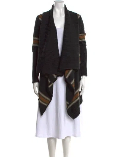 Pre-owned Yigal Azrouël Striped Open Front Sweater In Gray