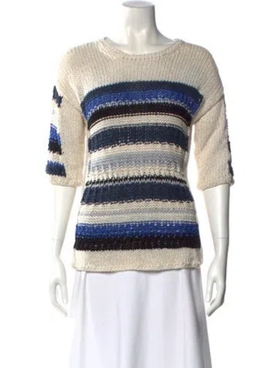Pre-owned Yigal Azrouël Striped Scoop Neck Sweater