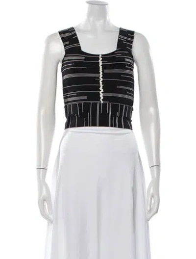 Pre-owned Yigal Azrouël Striped Square Neckline Top In Black