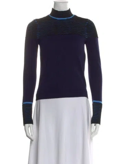 Pre-owned Yigal Azrouël Striped Turtleneck Sweater In Blue