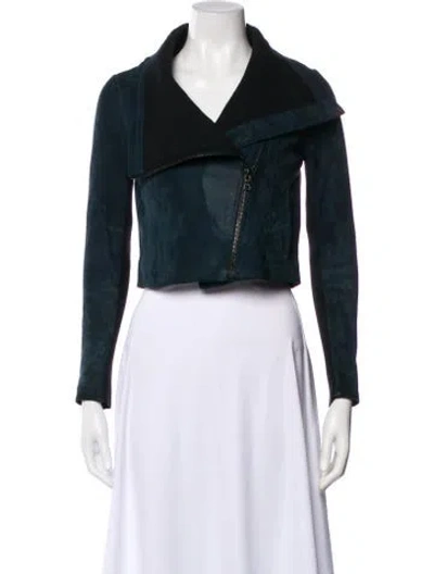 Pre-owned Yigal Azrouël Suede Biker Jacket In Green