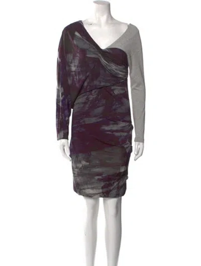 Pre-owned Yigal Azrouël Tie-dye Print Knee-length Dress In Purple