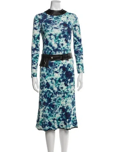 Pre-owned Yigal Azrouël Tie-dye Print Midi Length Dress In Blue