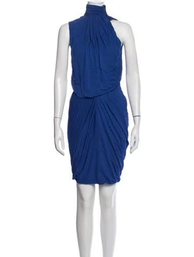 Pre-owned Yigal Azrouël Turtleneck Mini Dress In Blue