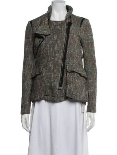 Pre-owned Yigal Azrouël Tweed Pattern Biker Jacket In Multicolor